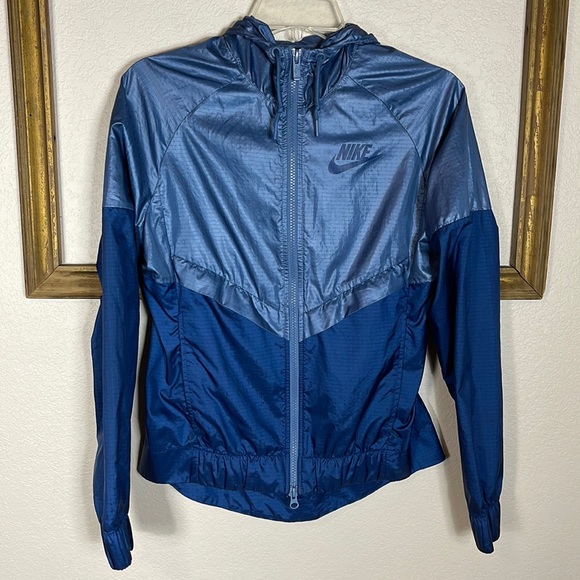 Nike Jackets & Blazers - Nike Windbreaker Rain Hooded Blue Jacket Size XS